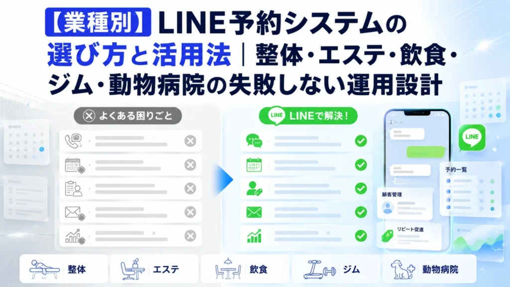 【業種別】LINE予約システムの選び方と活用法｜整体・エステ・飲食・ジム・動物病院の失敗しない運用設計
