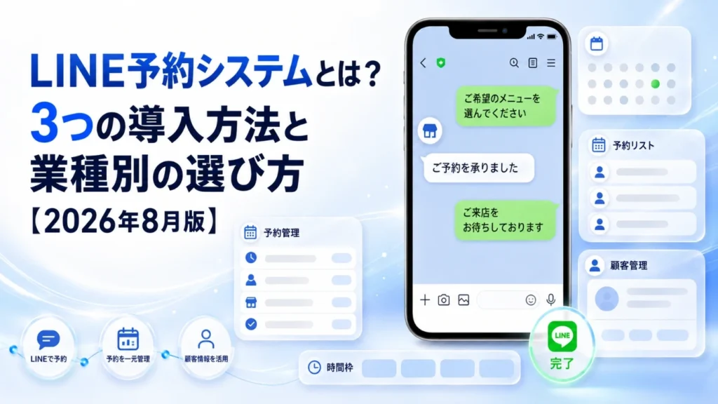 LINE予約システムとは？3つの導入方法と業種別の選び方【2026年8月版】